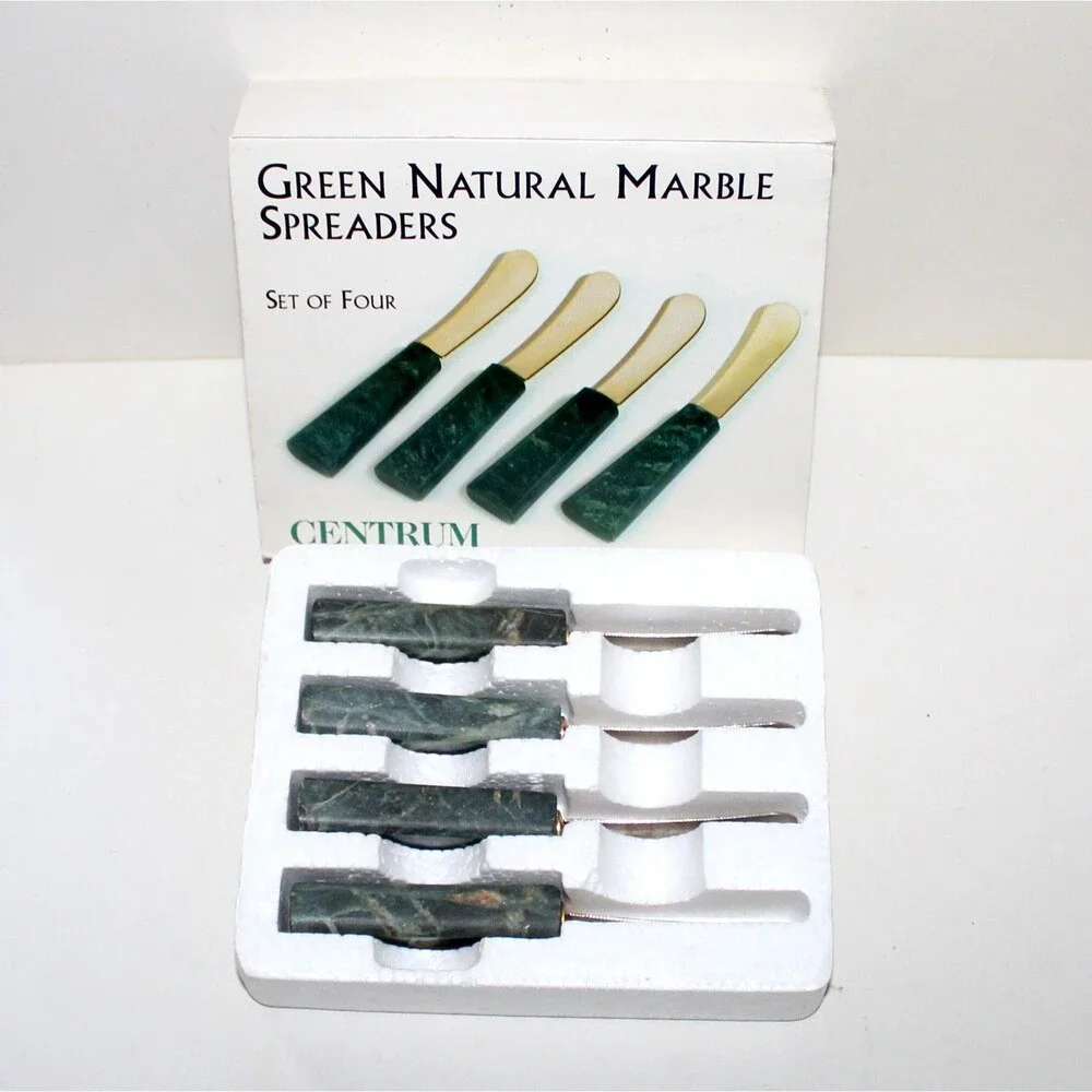 Green Natural Marble Spreaders set of 4 Centrum knives aperitif